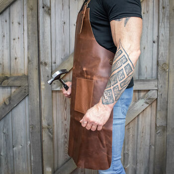 Personalised Double Pocket Full Grain Leather Apron, 5 of 8