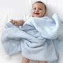 Personalised Blue Cable Knit Pom Pom Blanket, thumbnail 2 of 7