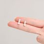 Sterling Silver Natural Pearl Trio Stud Earrings, thumbnail 2 of 11