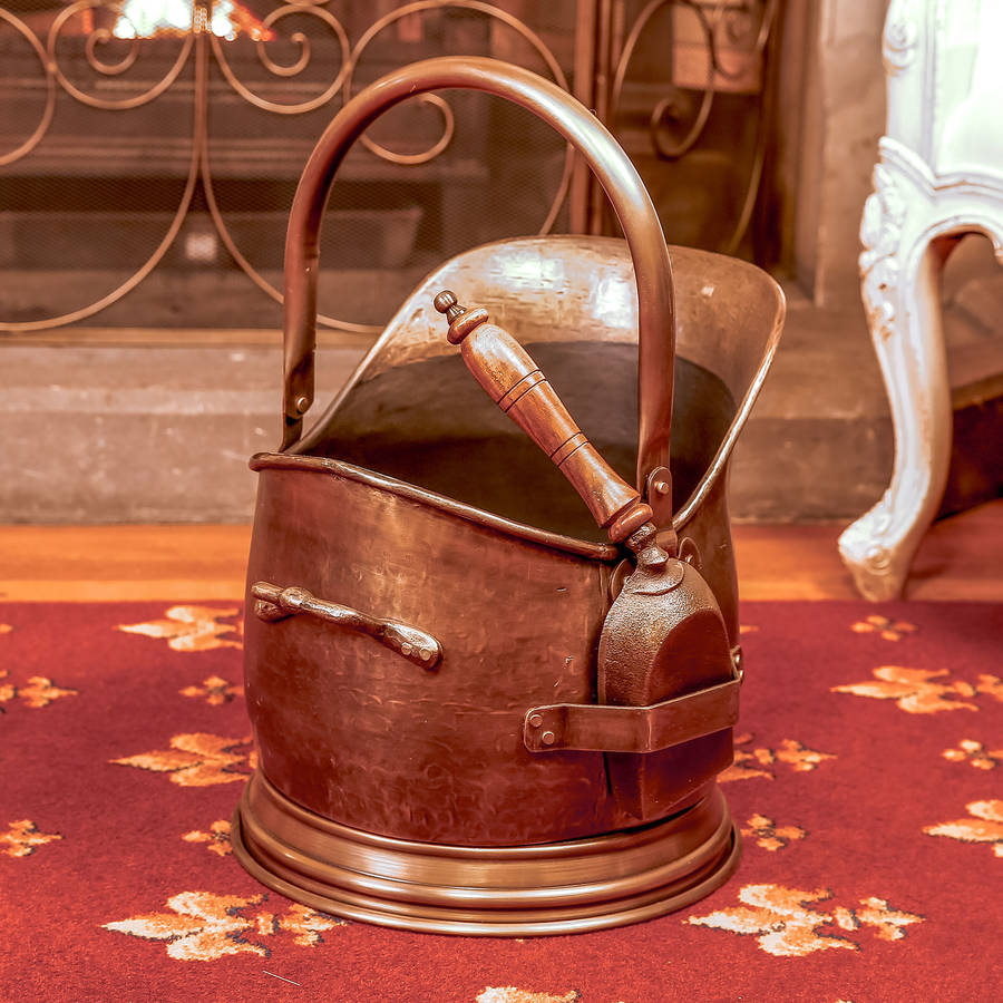 antique brass french coal bucket with shovel by dibor