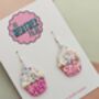 Pink Cupcake Glitter Statement Earrings / Baker Gift Idea / Bakery Aesthetic, thumbnail 2 of 5