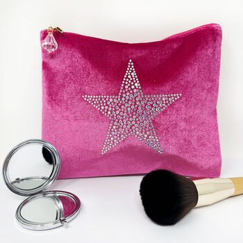 Star Rhinestone Velvet Make Up Bag Gift For Her, 4 of 6