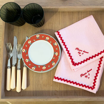 Please Leave By Nine Linen Scalloped Edge Napkins, 3 of 3
