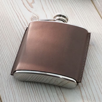 Leather Standing Seam Hip Flask, 3 of 7