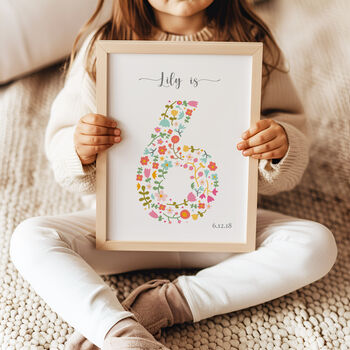 Floral Fun Personalised Birthday Print, 6 of 7