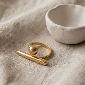 Ball Bar Ring Gold Non Tarnish Waterproof, 4 of 8