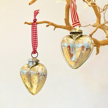 Vintage Silver Glass Heart Christmas Decoration, 3 of 6