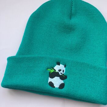 Panda Bear Embroidered Beanie Hat, 2 of 3