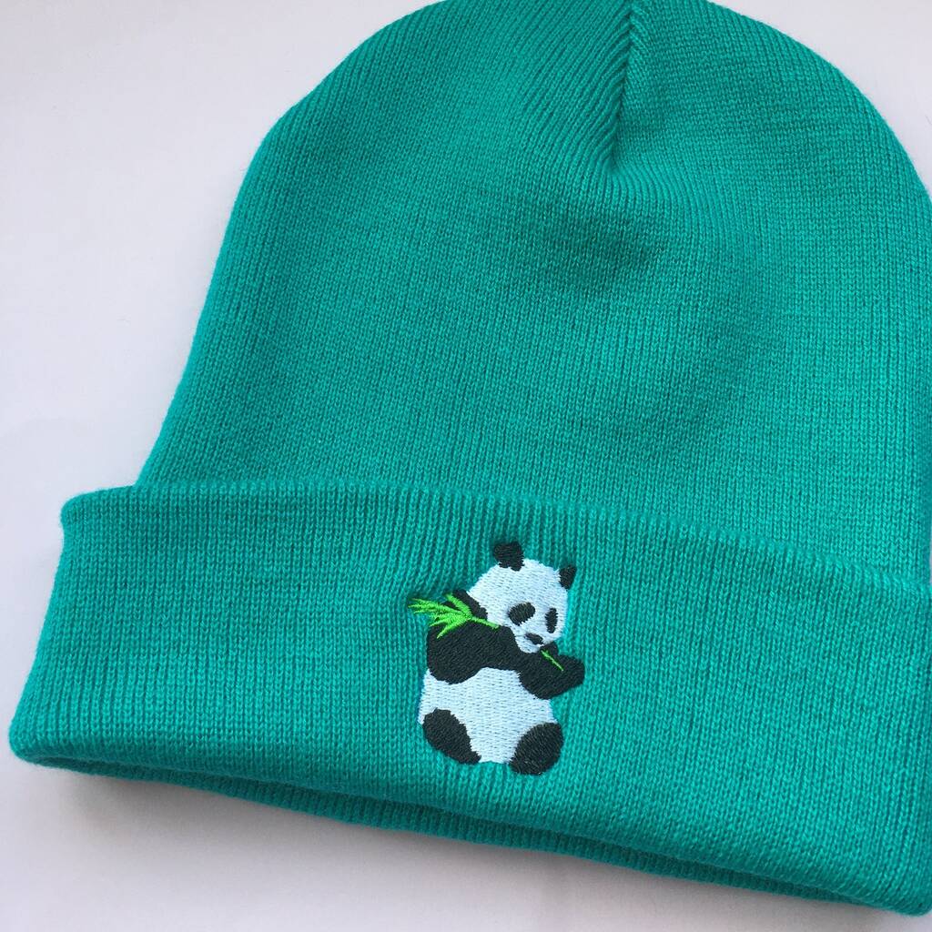 Panda Bear Embroidered Beanie Hat By Wonderful World