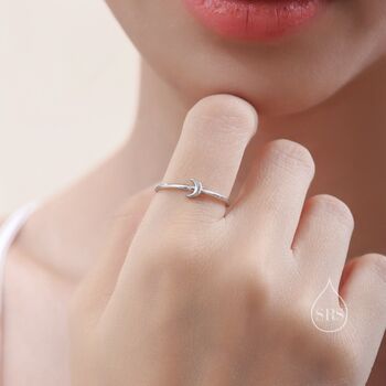 Extra Tiny Little Moon Skinny Ring In Sterling Silver, 2 of 10