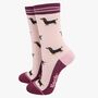 Sausage Dog Pinstripe Bamboo Ankle Socks Women's Berry Pink, thumbnail 1 of 4