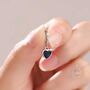 Sterling Silver Sapphire Blue Cz Heart Huggie Hoop, thumbnail 5 of 11