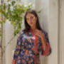 Navy Blue Silky Kimono Robe, thumbnail 2 of 5