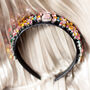 Gem Detailed Floral Headband In Black, thumbnail 2 of 4