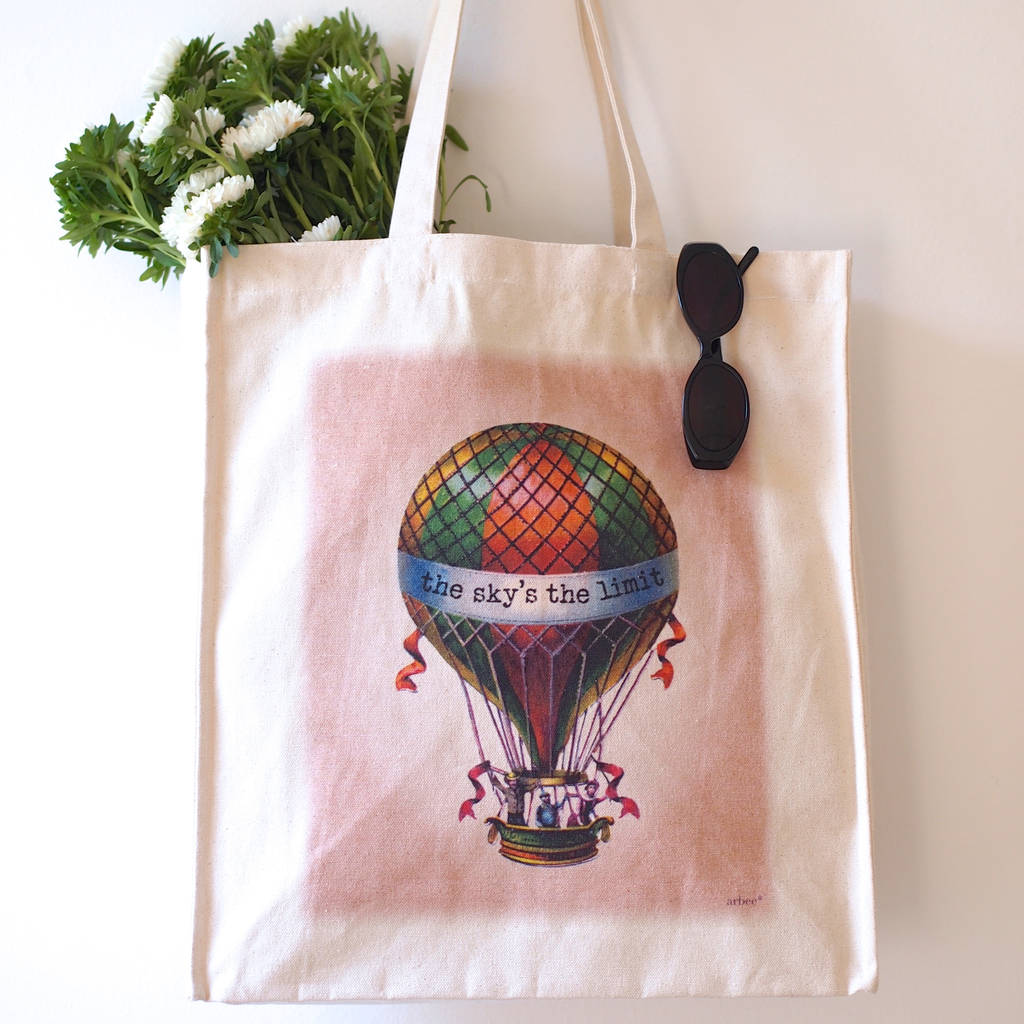 Hot air balloon sky's the limit tote bag by arbee 