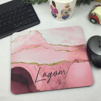 Personalised Blush Pink Marble Mouse Mat, 11 of 11
