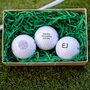 Three Personalised Golf Balls. Five Brands To Choose From. Any Logo, Photo Or Text. Free Gift Box, thumbnail 1 of 12