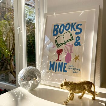 Books And Wine Book Lover Print, 3 of 4