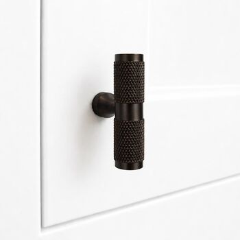 Brass T Bar Knurled Pull Handles For Cupboard Doors And Drawers, 3 of 12