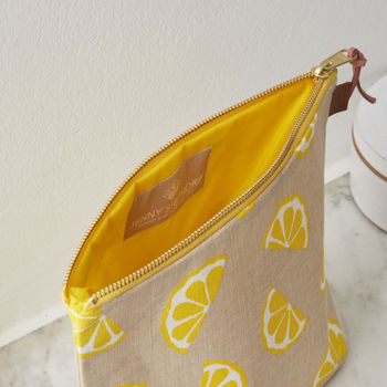 Lemons Fruit Linen Wash Bag, 2 of 3