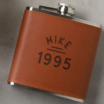 Personalised Vegan Leather Hip Flask Gift Set For Him, 6 of 8