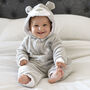 Personalised Soft Baby Grey Teddy Onesie, thumbnail 5 of 8