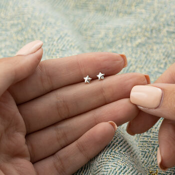 Sterling Silver Faceted Star Stud Earrings, 3 of 4
