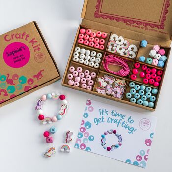 Personalised Unicorn Rainbow Wooden Bead Making Kit, 8 of 9
