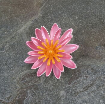 Water Lily Pink Flower Brooch, 3 of 4