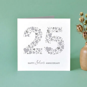 Love Hearts Silver 25th Anniversary Card, 2 of 2