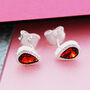 January Birthstone Garnet Teardrop Silver Stud Earrings, thumbnail 1 of 4