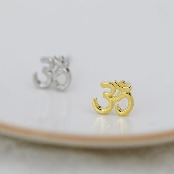 Sterling Silver Om Stud Earrings, 5 of 12