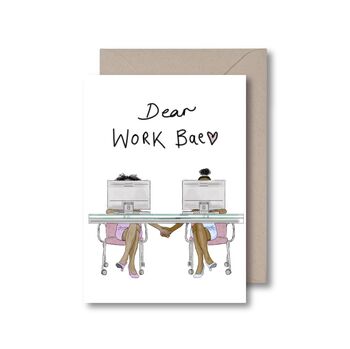 Dear Work Bae : Two Women Black Greeting Card, 2 of 3