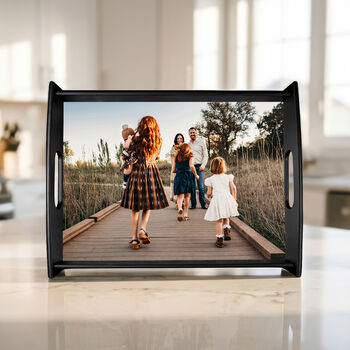 Personalised Wooden Photo Tray With Matte Black Finish, 4 of 4