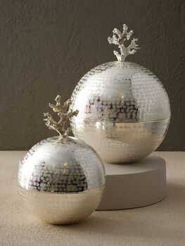 Set Of Two Silver Brass Grape Top Orbs, 4 of 4
