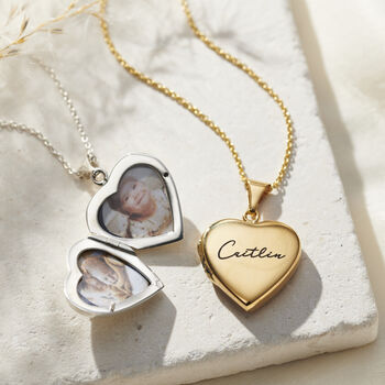 Script Name Heart Locket Necklace, 2 of 8