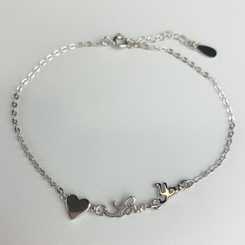 Sterling Silver 'Love You' Heart Bracelet, 2 of 5