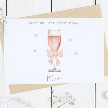 Personalised Pink Prosecco Mum Birthday Card, 2 of 2