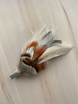 Feather Hair Clip Burnt Orange Reeves Pheasant 'Millie', 2 of 6