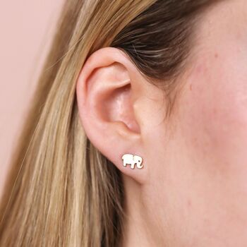 Mum And Baby Elephant Stud Earrings In Gold, 2 of 5