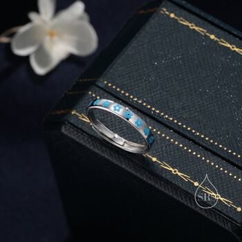 Sterling Silver Cute Forget Me Not Flower Motif Ring, 5 of 11