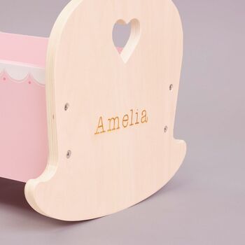 Personalised Doll's Cradle Wooden Toy 18m+, 2 of 3