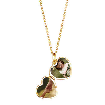 Personalised Small Heart Diamond Locket Necklace Gold Plated – Christening, Birthday Or Flower Girl Gift, 3 of 6