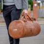 Personalised Faux Leather Barrel Weekend Bag, thumbnail 1 of 12