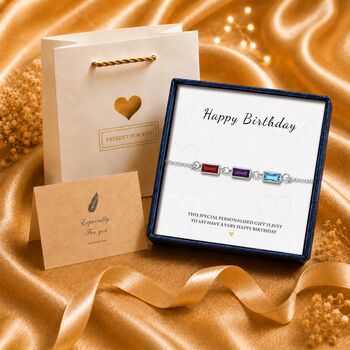 Personalised Create Your Own Baguette Cut Birthstones Bracelet, 3 of 9