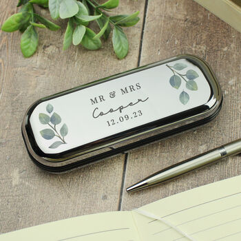 Personalised Botanical Pen And Box Set Wedding Gift, 2 of 3