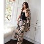 'Eira' Black, Rose And Gold Floral Baroque Viscose Palazzo Trousers, thumbnail 5 of 6