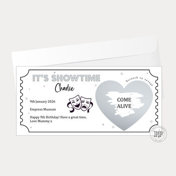 Personalised Theatre Show Ticket, Scratch To Reveal Theatre Ticket, 7 of 10