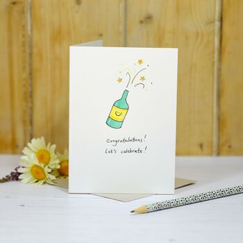 Personalised 'Smiley Champagne' Handmade Card, 3 of 3
