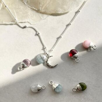 Tumbled Birthstone And Moon Charm Necklace, 2 of 12